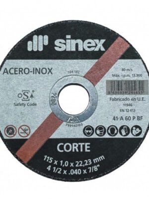 DISCO CORTE A/INOX. EHT PLANO BASIC SINEX 115 X 1 MM.