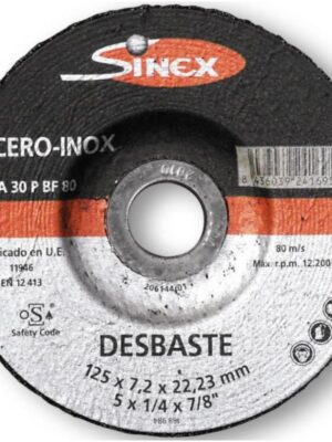 DISCO DESBASTE A/INOX SINEX E-125 X 7