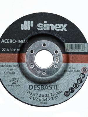 DISCO DESBASTE A/INOX SINEX E-115 X 7