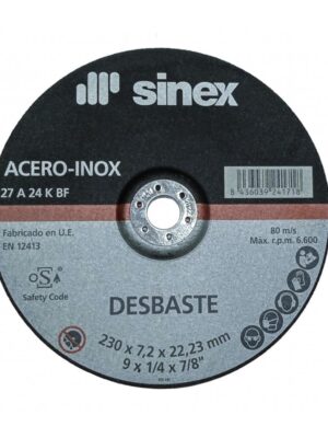 DISCO DESBASTE A/INOX SINEX E-230 X 7