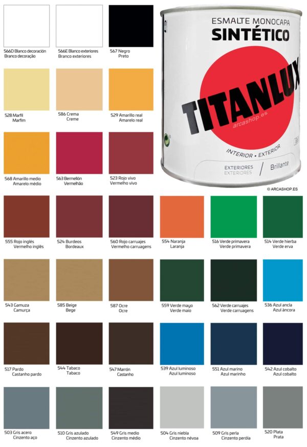 PINTURA ESMALTE BRILLANTE TITAN, 750 ML