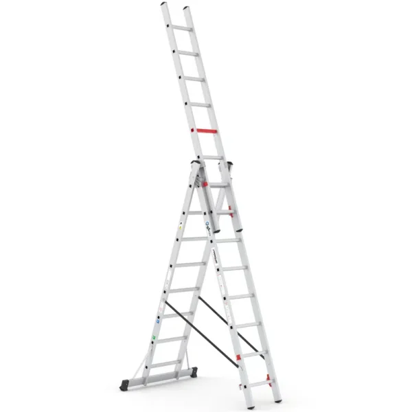 ESCALERA ALUMINIO PROF. 3 TRAMOS CONVERTIBLE 3,55/8,59 TIJERA 5,73 MTS. MOD. 14C0075