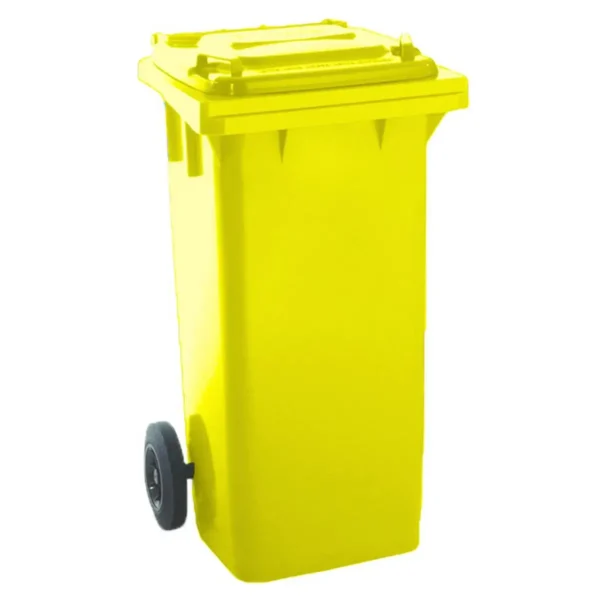 CONTENEDOR BASURA AMARILLO 2 RUEDAS POLIETILENO 120 L./60 KGS